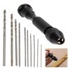 Aluminum Mini Micro Hand Drill Keyless Chuck + 10Pcs Twist Drills Rotary Tools Set