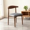 Nordic Simple Leisure Chair Metal Frame Heavy Duty Chair with Comfortable Linen Cushion Internet Celebrity Horn Chair