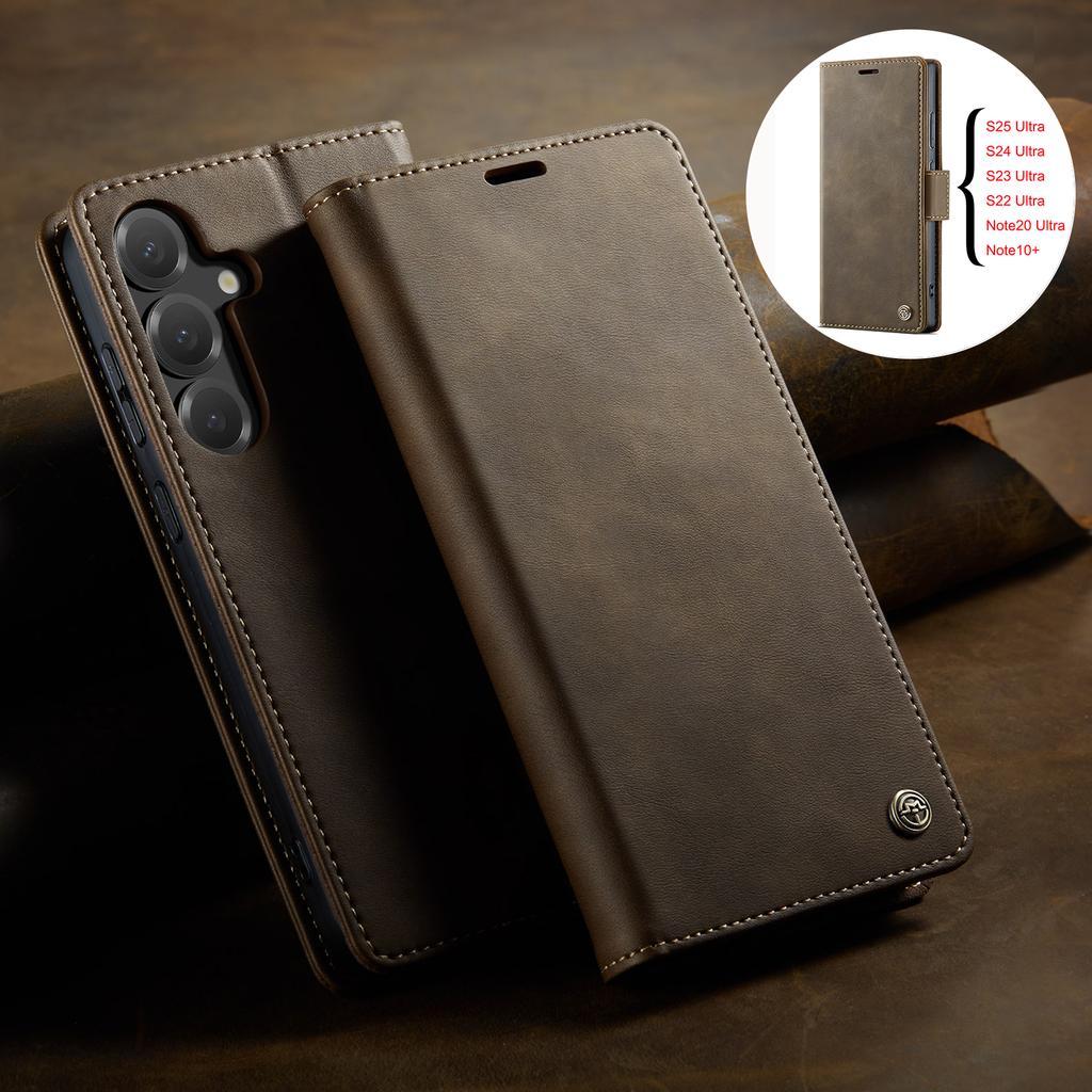 Premium Leather Case For Samsung Galaxy S25 S24 Plus S23 S22 S21 S20 Ultra FE Note20 Ultra S10 Magnetic Flip Wallet Card Cover