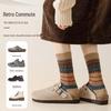 Women's Mid-Calf Retro Ethnic Socks - Double Needle, Anti-Pilling, Perfect for Autumn/Winter - Versatile with Short Boots