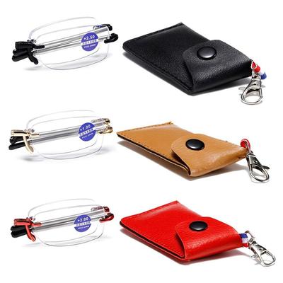 Nouvelles Lunettes de Lecture Pliantes Porte-Clés   Femmes Lunettes de Lecture Métal Antenne avec Étui Anti-Lumière Bleue Lunettes de Lecture Pliantes