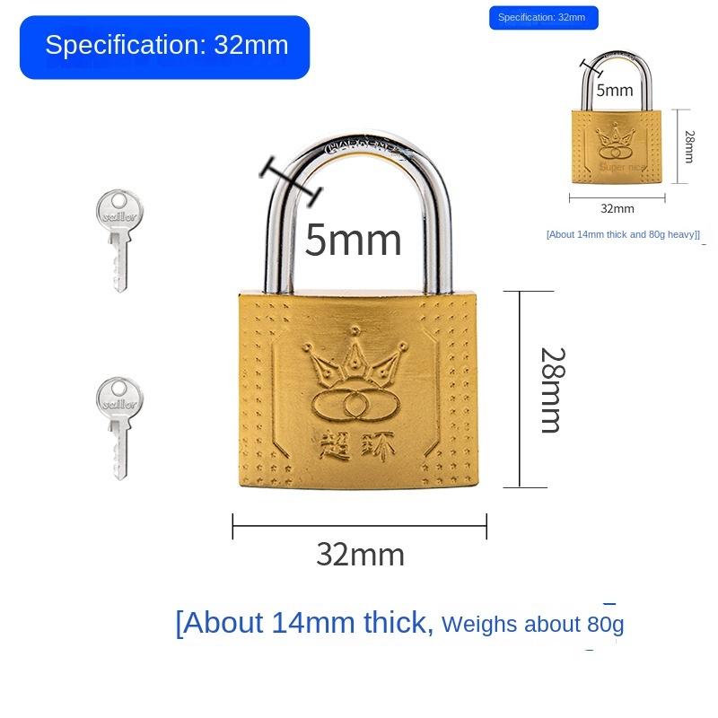 2Pcs Same Key Keyed Padlock Copper Padlock Wolf Head Brass Locks Door Locks  32mm 38mm 50MM Not Rust Lock Core With 2 Keys