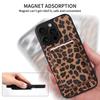 2 In 1 Strong Magnetic For iPhone 17 Pro 16 15 14 Pro Max Magsafe Card Holder Wallet Leather Case Leopard Saffiano Carbon Fiber