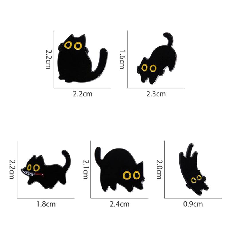Cartoon Black Kitten Brooch Enamel Pins Funny Cute Cat Brooches Sweater Lapel Badges Backpack Pin Jewelry Gift For Kids Friends