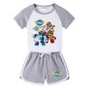 Kids' Color Block Summer Sports Set: Short-Sleeve T-Shirt & Hot Pants.