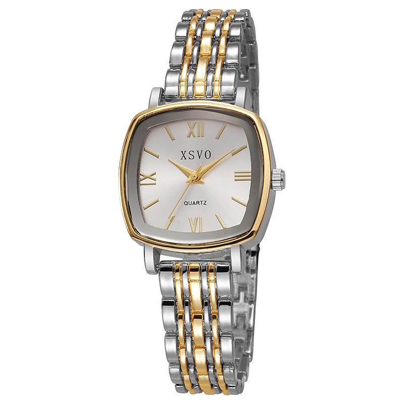 Fashion Light Luxury Square Dial Alloy Strap Roman Numerals Women's Quartz Watch Gemstone Bracelet Set of 2 for Holiday Gifts