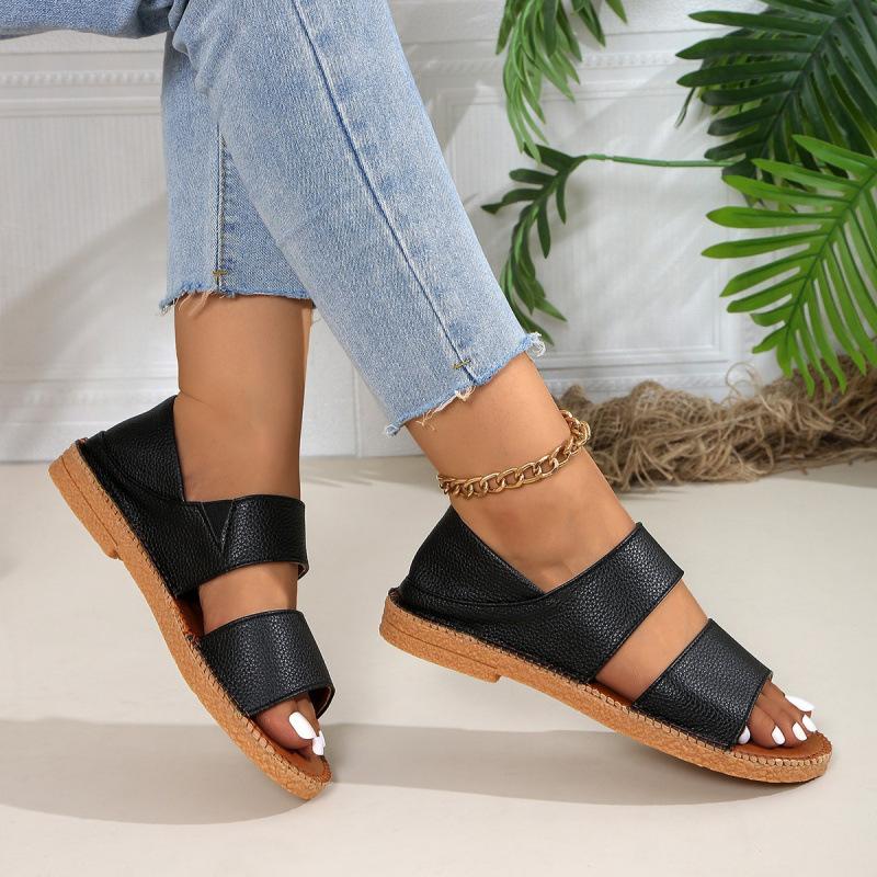 Large size summer new fairy wind flat-soled soft-soled sandals two wear rear bag and Roman beach sandals 36