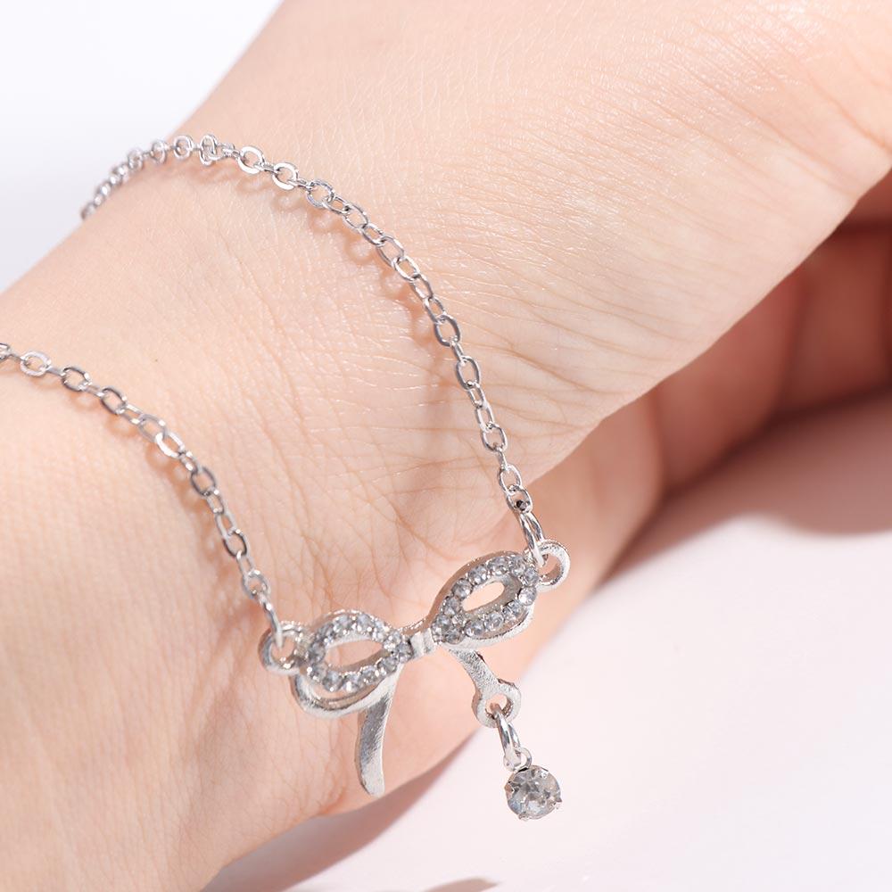 Clavicle Chain Silver Bowknot Necklace Jewelry Accessories Simple Pendant Chain  Girls/Women
