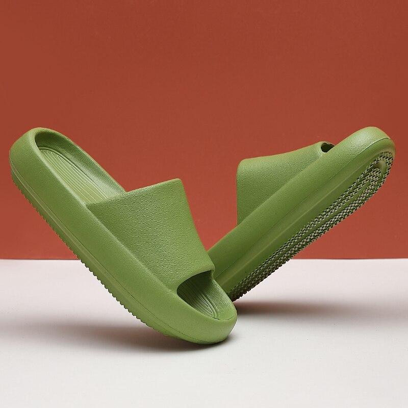 Summer Men 'S Slippers Thick Platform Beach Eva Mute Slide Sandals Leisure Women Male Flip Flops Ladies Bathroom Anti -Slip Shoes