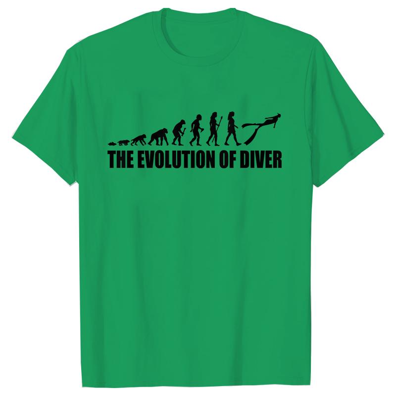 Funny Evolution of Diving Women T-Shirt Short Sleeve O-Neck Tees Fashion Scuba Diver Girl Tops Casual Summer Female Clothing