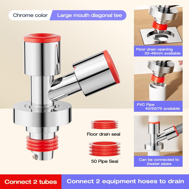 Washing Machine Downpipe Three-way Water Distributor Drainage Channel Anti-odor and Anti-overflow Special Floor Drain Connector