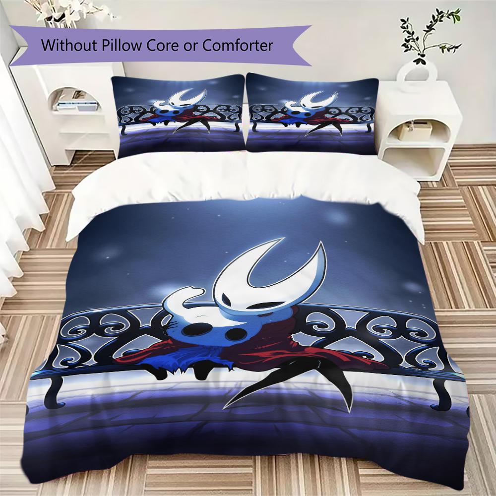 Juego de Ropa de Cama con Patrón de Hollow Knight Funda Nórdica Funda de Almohada Decoración del Hogar Regalo de Cumpleaños (1 * funda de edredón + 2 * fundas de almohada sin relleno)42