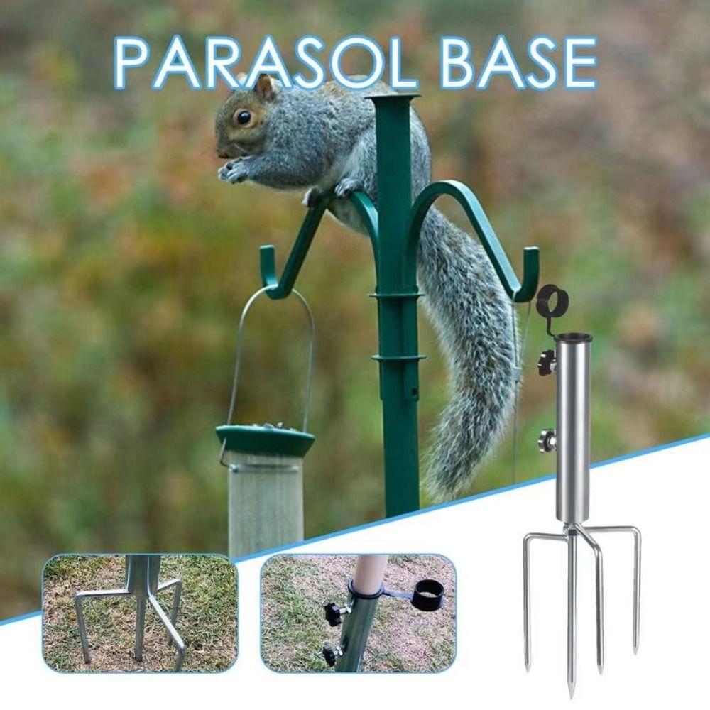 Portable Camping Umbrella Base 4 Nails Metal Ground Base Beach Parasol Rod Stand  Tent Accessories