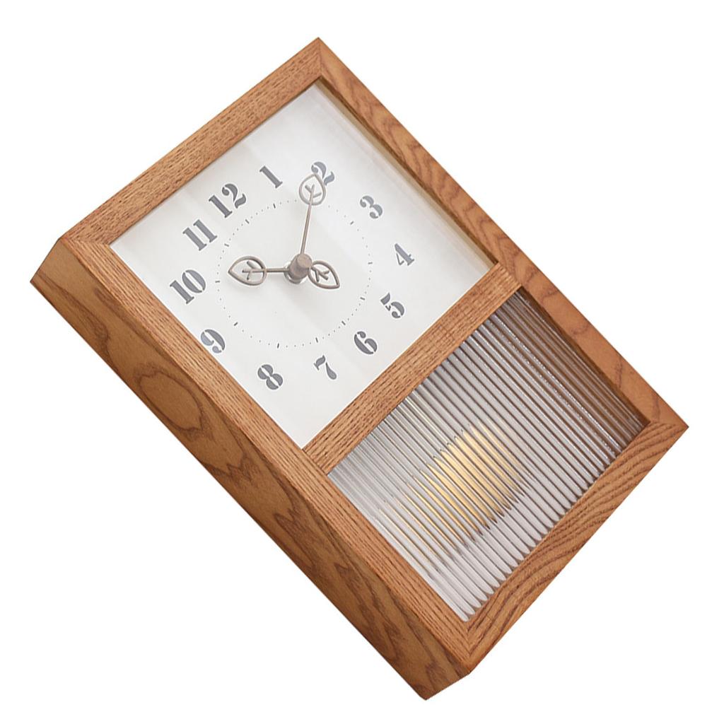 Japanese Retro Wall Clock Walnut Wood Glass Small Decorative Rectangular Wall Clock with Pendulum for Home Living Room