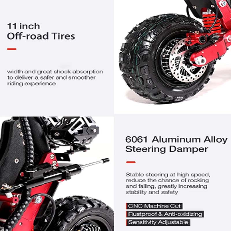 RS7 3800W 52V 38AH Dual Motor Euro Electric Scooter Maximum Speed 70-80km/h 11" Off-Road / On-Road Tyres LCD Display Escooter