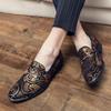 Stylish Men's Tassel Loafers Mens Floral Print Leather Slip-ons Casual Dress Shoes for Men Size 38-46