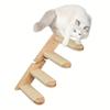 Four-tier solid wood cat staircase with wall-mounted climbing ladder and perch wall-mounted toy saves floor space