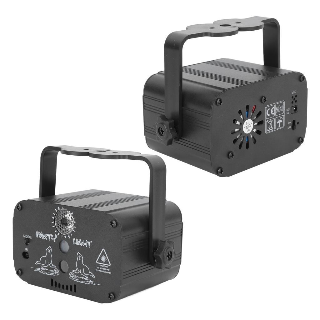 RGB Soundaktiviertes Partylicht mit Fernbedienung Wiederaufladbares LED-Blitz-Projektorlicht für