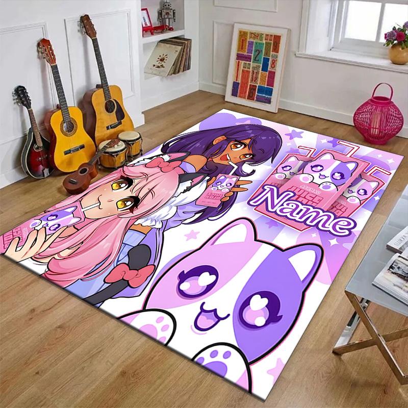 Custom Anime A-AphmauS Mat Personalized Name, Polyester Washable Indoor Entryway Rug, Gift for Christmas, Easter, Thanksgiving Day