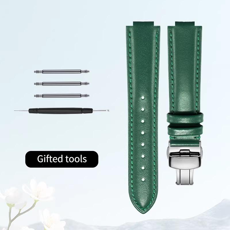 Curved mouth layer cowhide watch strap women for Original CARTIER BALLON BLEU DE CARTIER W69016Z4 WJBB0033 HIPINE men watchband