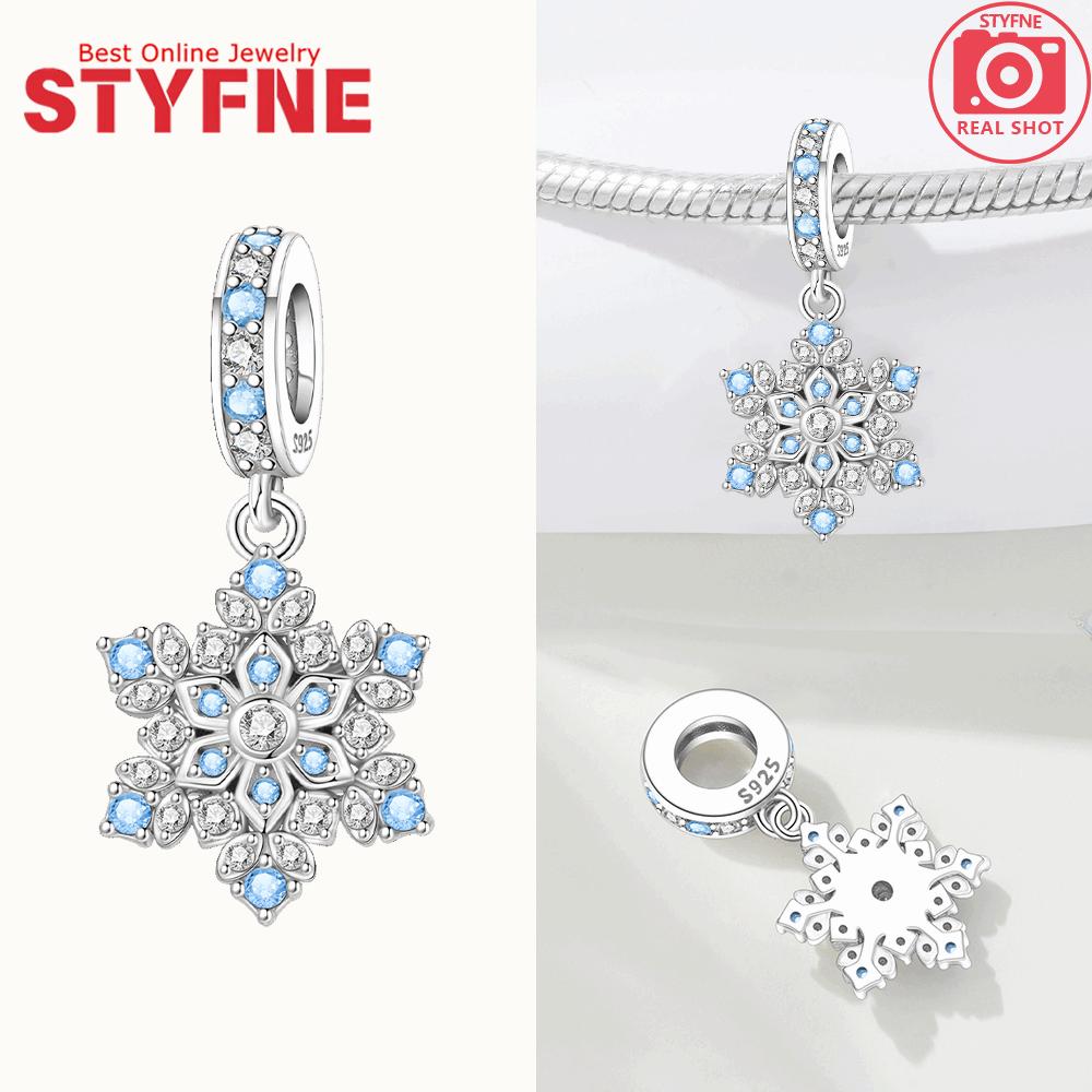 

925 Silver Blue Zircon Snowflake Beaded Santa Claus Blue Bell Charms Fit Making Christmas Pendant Bracelet Diy Gifts