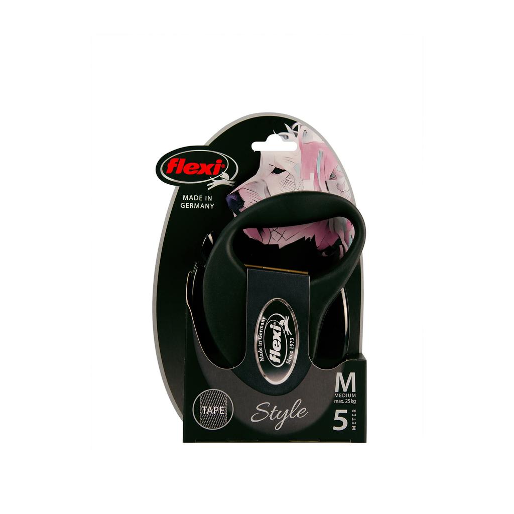 Flexi Ausziehleine, Band-Stil, Mittel (Unter 25 kg), 5m, Schwarz [Hundeleine], Offizielles Japanisches Produkt