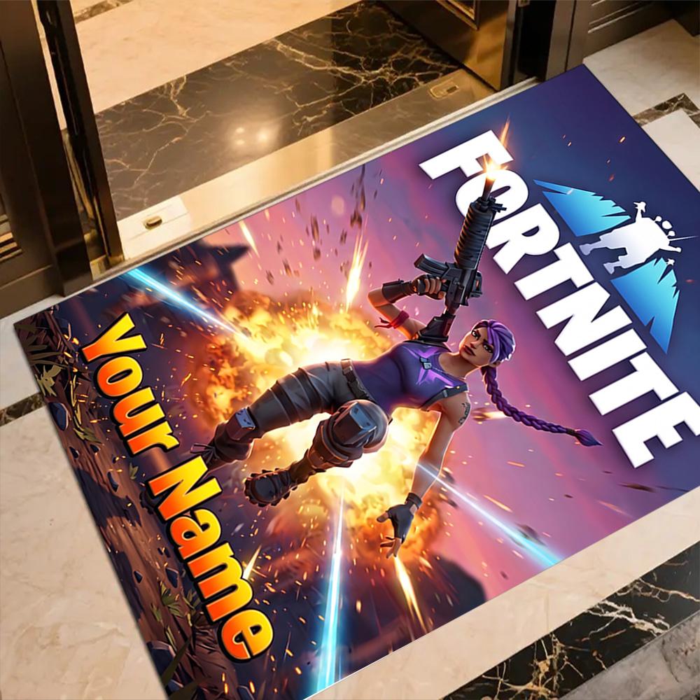 Fortnite Customized Name Floor Rug Office Rug Design for Living Rooms Foyer Dining Room Hallway Anti-slip Rug Anime Office Decor