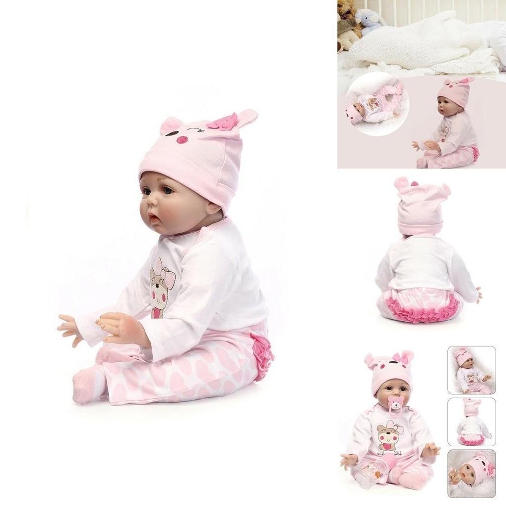 Realistic 16" Soft Silicone Reborn Doll With Handmade Details And Lifelike Blue Eyes