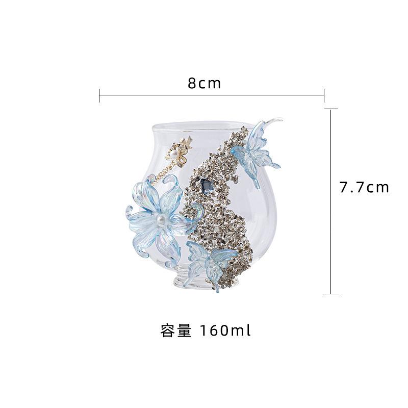 

160ml Pure Handmade Glass Butterfly Flower Tea Pitcher Pour Tea Cha Hai Dispenser Justice Cup Fair Mug Drinkware Supplies Gift