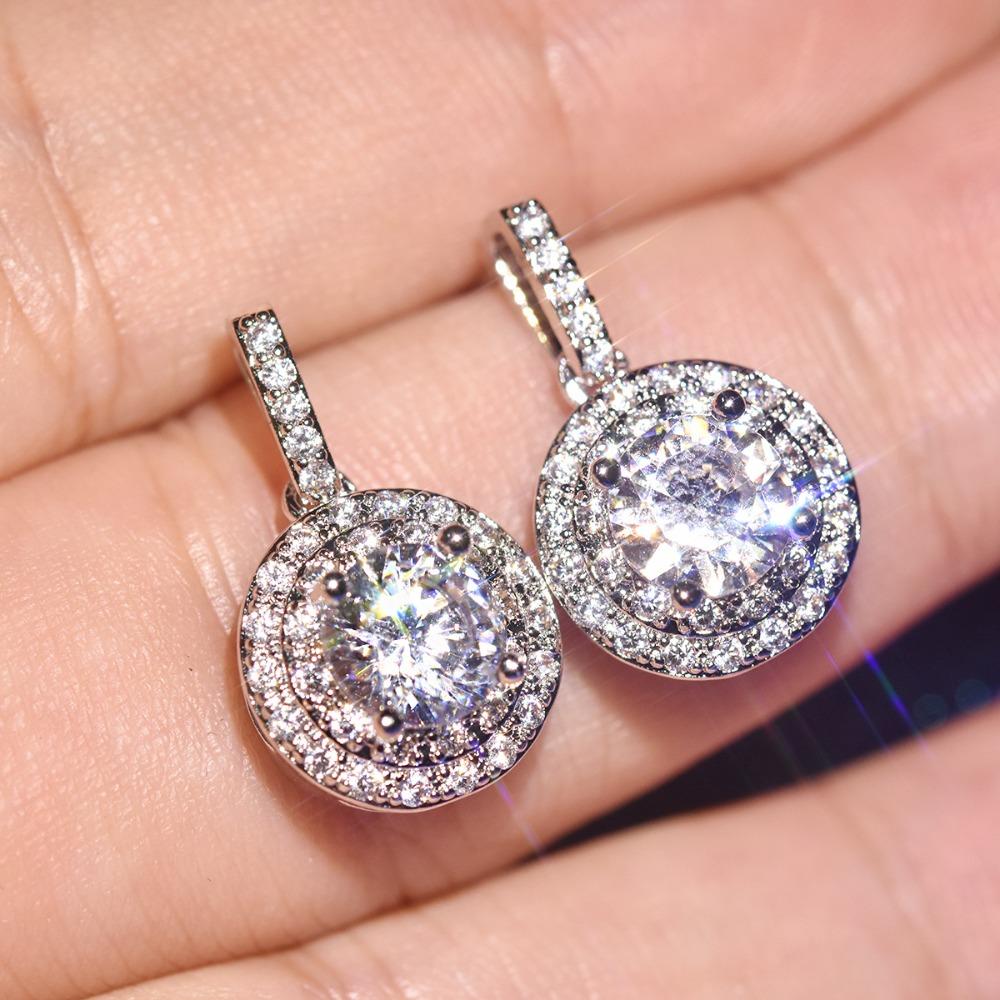 Elegant Women Micro Inlaid Zircon Earrings Luxury and Shining Jewelry