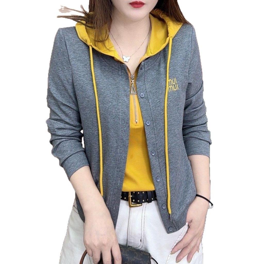 Women's Trendy Hooded Spliced Two-Piece Long-Sleeve T-Shirt, Spring/Autumn 2025 Collection