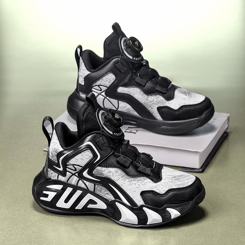2025 Autumn/Winter Boys' Leather Sports Shoes with Velvet, Kids' Running and Basketball Sneakers