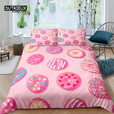 Luxury 3D Pink Donuts Print Home Living Comfortable Duvet Cover Set Pillowcase Kid Bedding Set Queen And King Eu/Us/Au/Uk Size