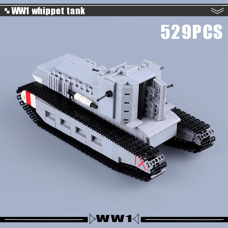 WW1 Military Series Vehicles Building Blocks Artillery Howitzer Soldier Figures Accessories British Italian Field Gun Bricks Toy