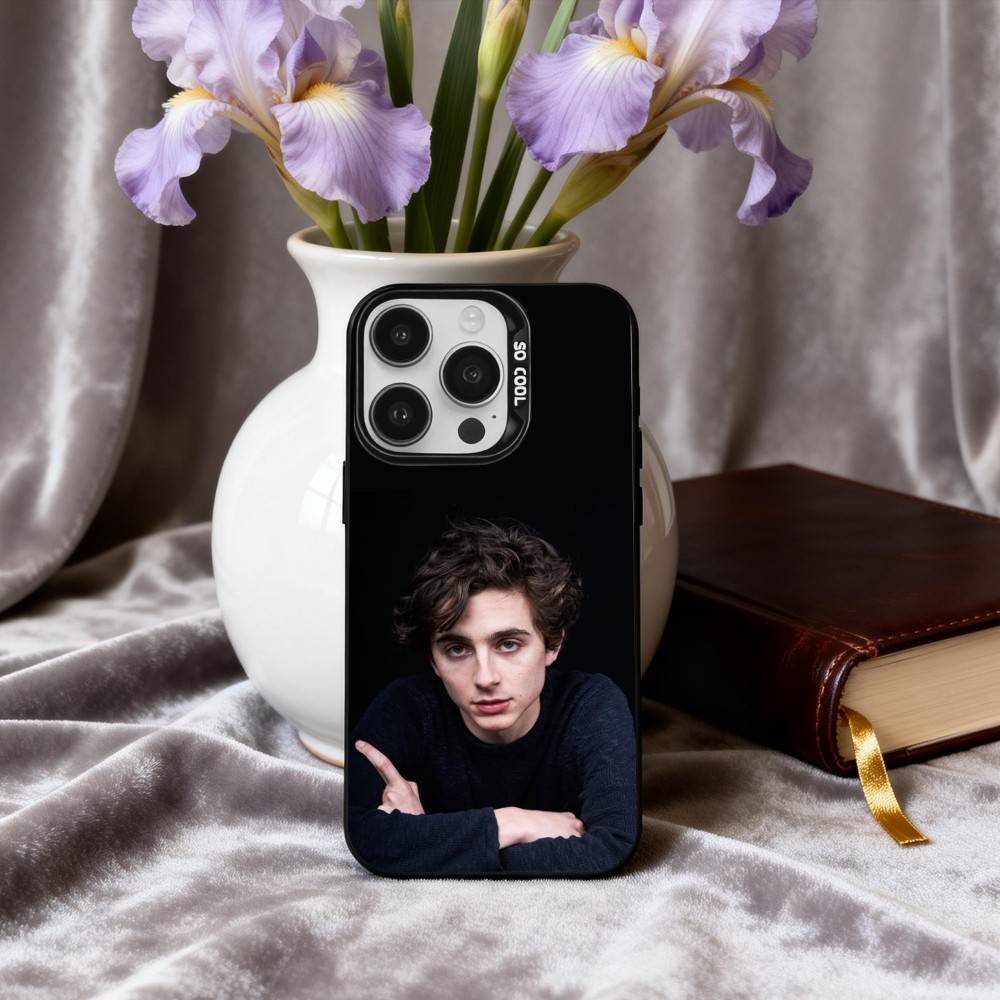 T-Timothee C-ChalametS Phone Case For iPhone17,16,15,14,13,12,11 Plus,Pro Max Black Candy silver phone case