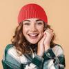 Hip Hop Beanie Hat Chunky Cuffed Knitted Hat Winter Warm Hat for Women Men