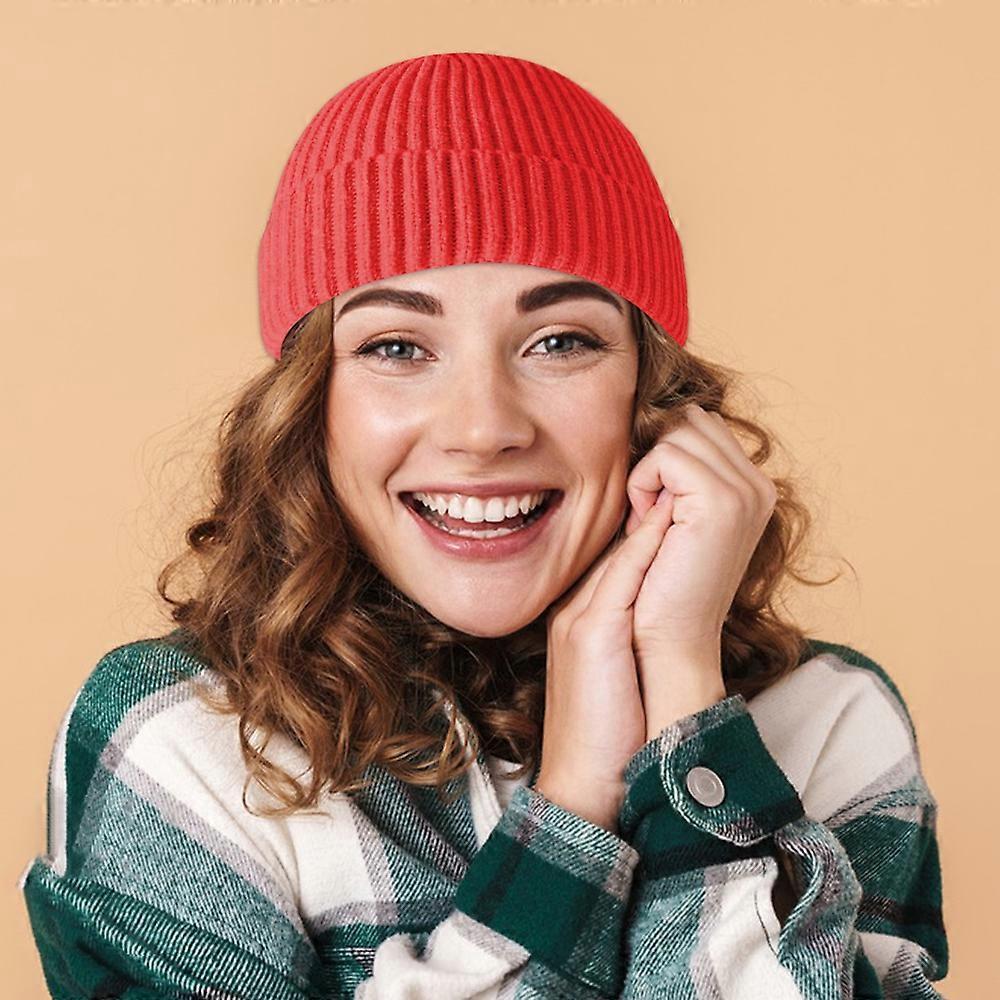 Hip Hop Beanie Hat Chunky Cuffed Knitted Hat Winter Warm Hat for Women Men