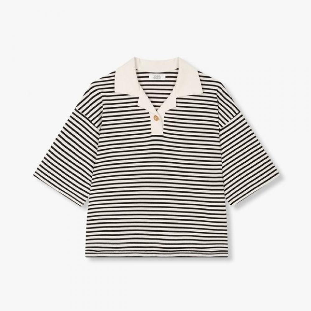 

STudio Tomboy STripe Collar PoinT T shirT 9175322999cT Ivory/FREE