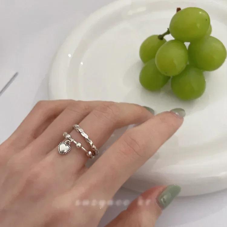 Silver Color Irregularly Pleated Heart Opening Ring for Women Minimalist Fashion Fashion Jewelry
