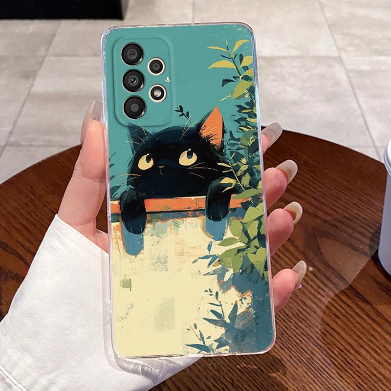 Casing For Samsung A33 A53 5G Case A336B A536B Aesthetic Cute Cat Astronaut Soft Silicone Back Cover Transparent TPU Phone Case
