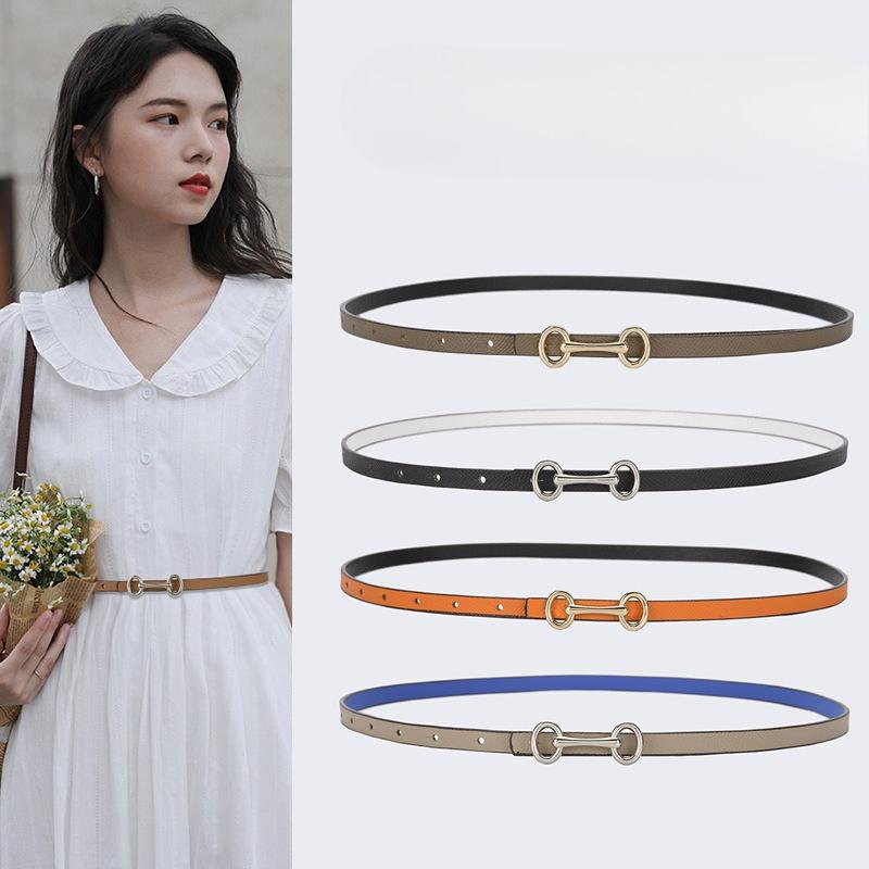 Narrow Belt Women's Fashionable Versatile Dress Belt Thin Decoration Retro Gold Buckle Summer Trousers