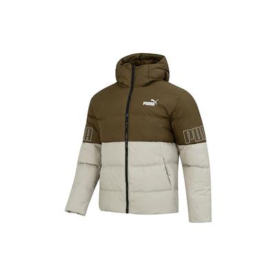 Mocna puchowa kurtka puffer z kapturem Męska odzież wierzchnia Wojskowo-zielona 676032-68