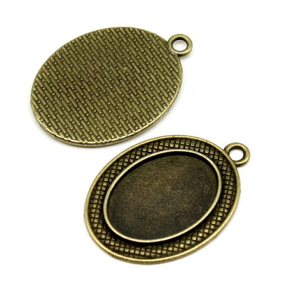 Oval Bezel Pendant Setting With Bail Fit 18x25mm Cabochon Blank Bases Tray