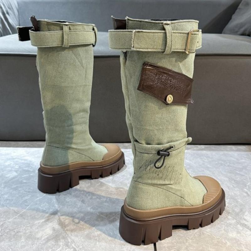 fashion Cowboy Platform Snow Knee High Boots Women Flats Shoes Winter Designer New Casual Walking Chelsea Boots Sport Sneakers Mujer