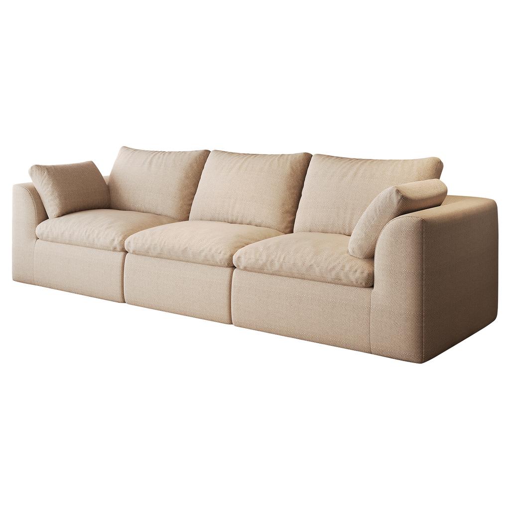 245cm Vacuum Packed Cloud Sofa 3-Seat,Foam Compressed sofa for Living Room,Khaki