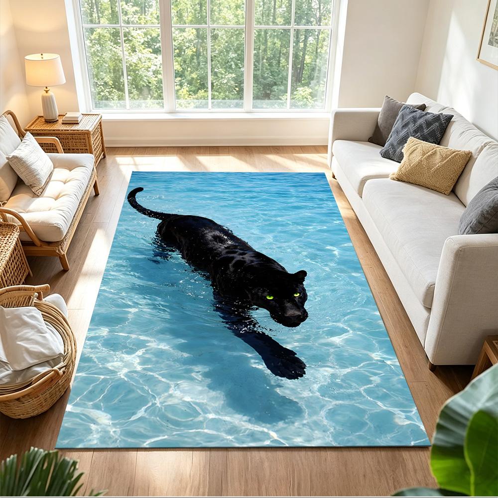 Snow Leopard In Ice Cave Non-Slip Home Carpet Design for Office Decor Living Room Gift