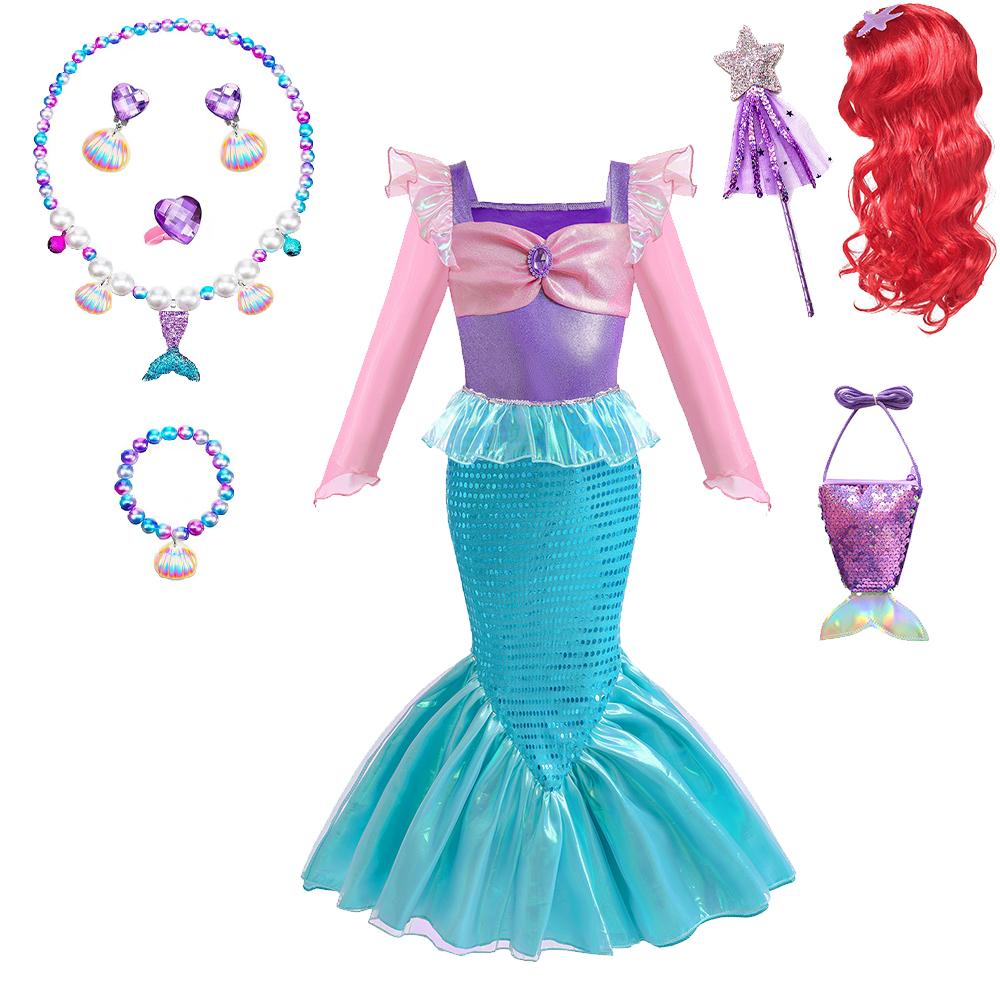 Дитячий костюм косплею русалки, костюм для рольових ігор для дівчаток, костюм для карнавалу, Хелловіну, дня народження, літня сукня принцеси