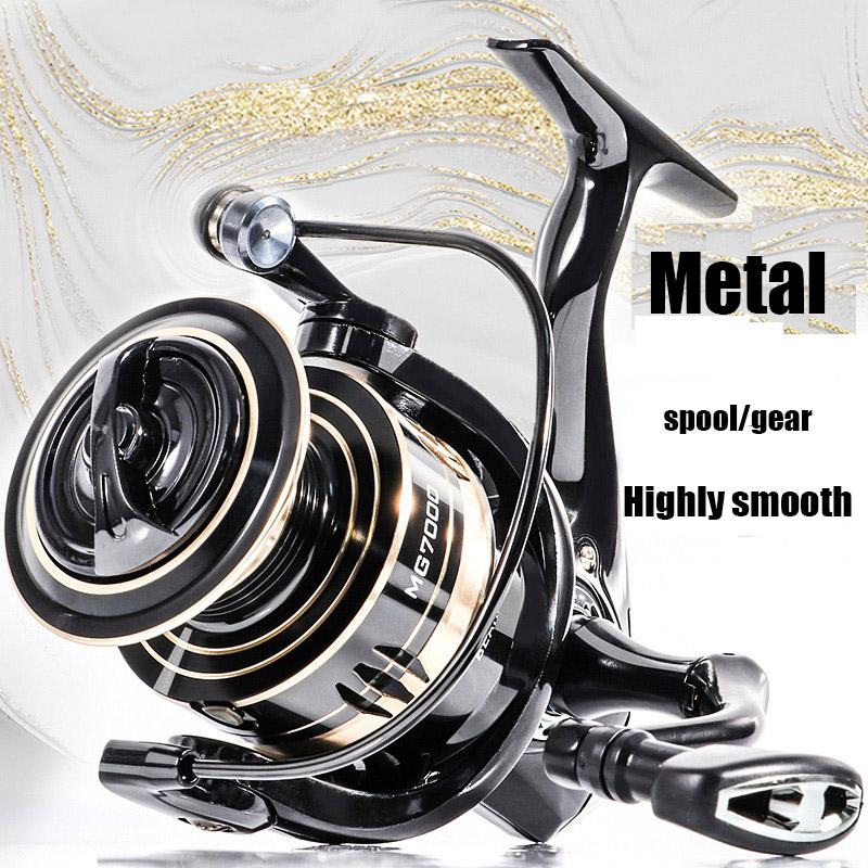 Mavllos MG Naviják s rotujícím rotorem Rychlost 5.2:1 Hladký Dlouhý Nához Heavy Duty pro Velké Ryby CNC Kovové Tělo Dvojitá Ložiska Rybářský Naviják