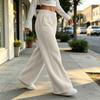 Winter Pants for Women Elastic Waist Fuzzy Wide Leg Casual Trousers