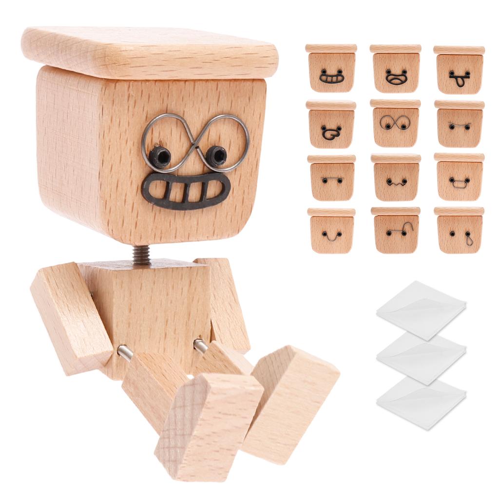 Shaking Wooden Man Figurine Handmade Shaking Man Statue Cute Little Wooden Statue That Sways Shaking Feet Wooden Doll for Office